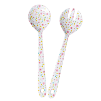 Melamine Salad Servers White Flower Print Rice DK